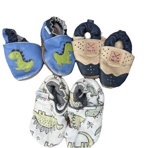Infant Boy CRIB SOFT LEATHER SHOES 6-24 Months LOT OF 3 PAIRS